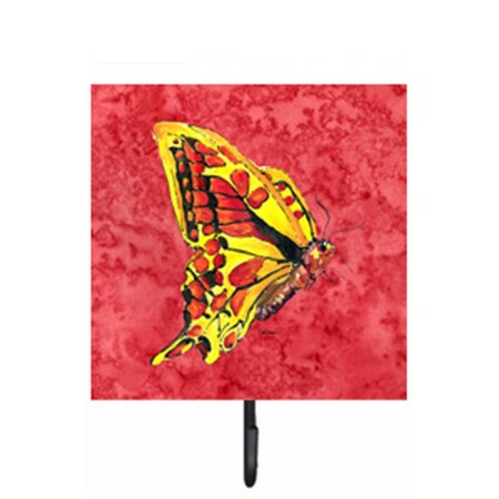 Jensendistributionservices 4.25 W x 7 H in. Butterfly on Red Leash Or Key Holder MI1711174